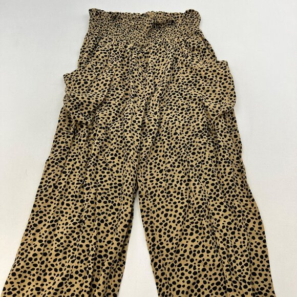 Aerie Womens Cheetah Print Jogger Pants Tan/Black Size Medium Pockets - Picture 2 of 8
